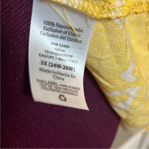 3X (24W-26W) Sunny Yellow Rayon Long Sleeve Blouse - with Smocked Cuffs - New! - Picture 10 of 13